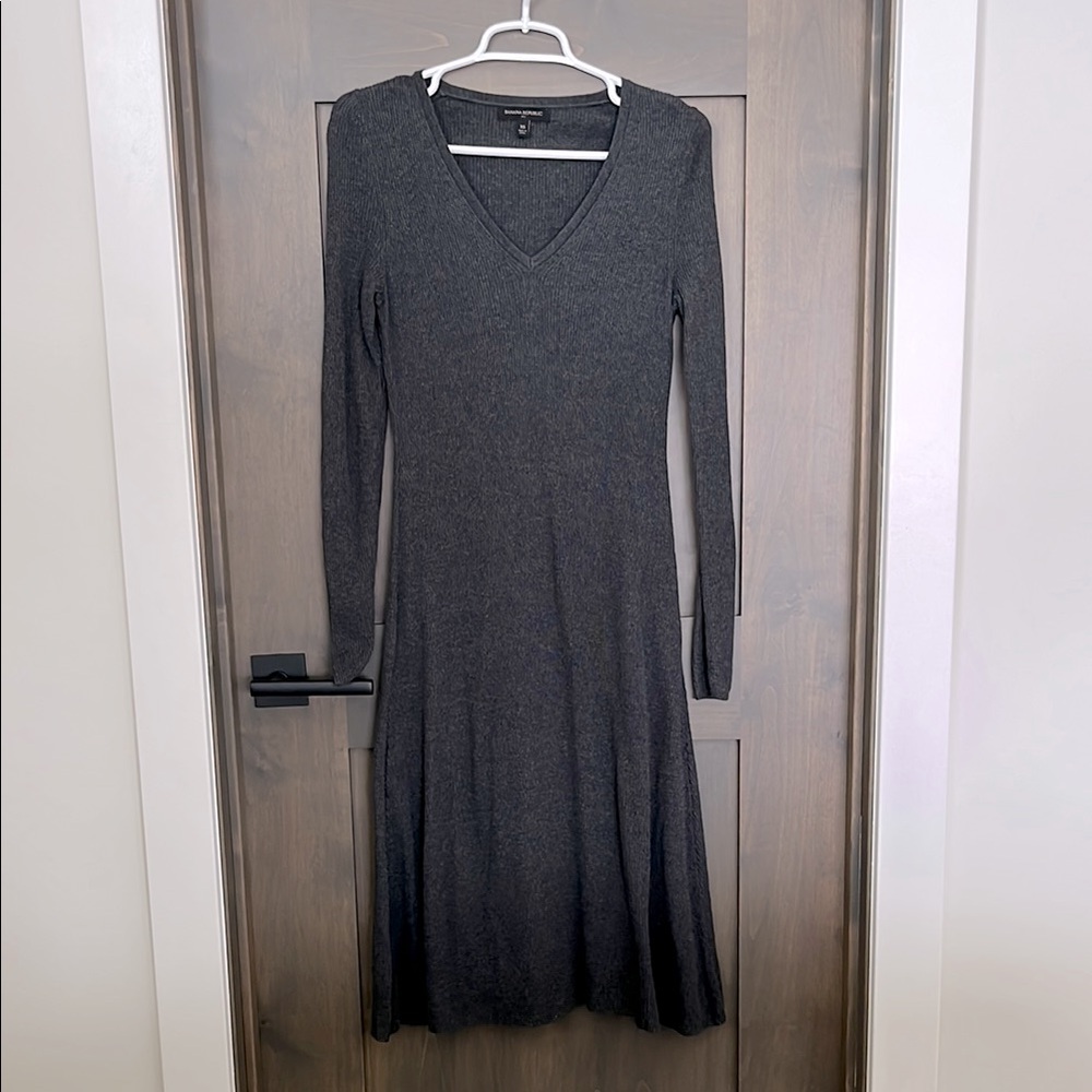 Charcoal Gray ribbed sweater dress by Banana Republic